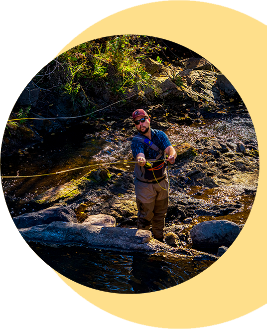 A man flyfishing.