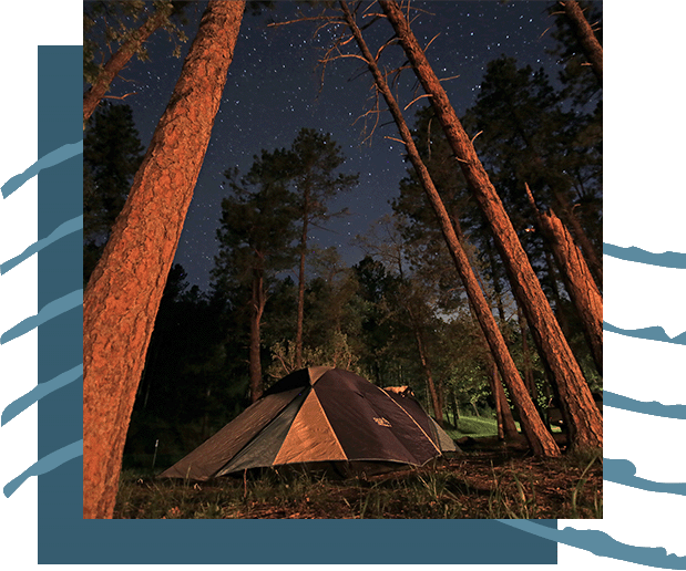 A tent underneath the stars.