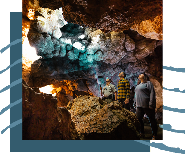 A group exploring an cave.