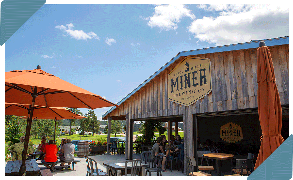 Siners on the patio outside Black Hills Miner Brewing Company.