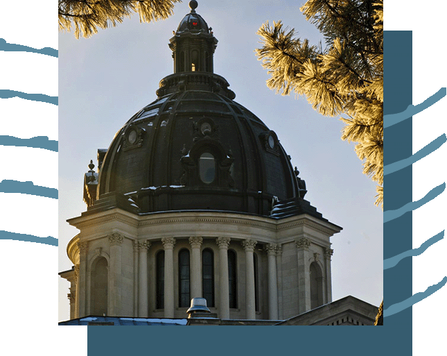 The dome of the South Dakota capital building.